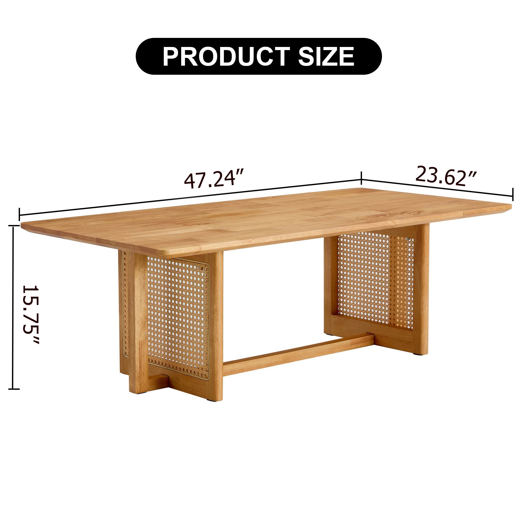 Natural Rubber Wood and Solid Wood Minimalist Coffee Table