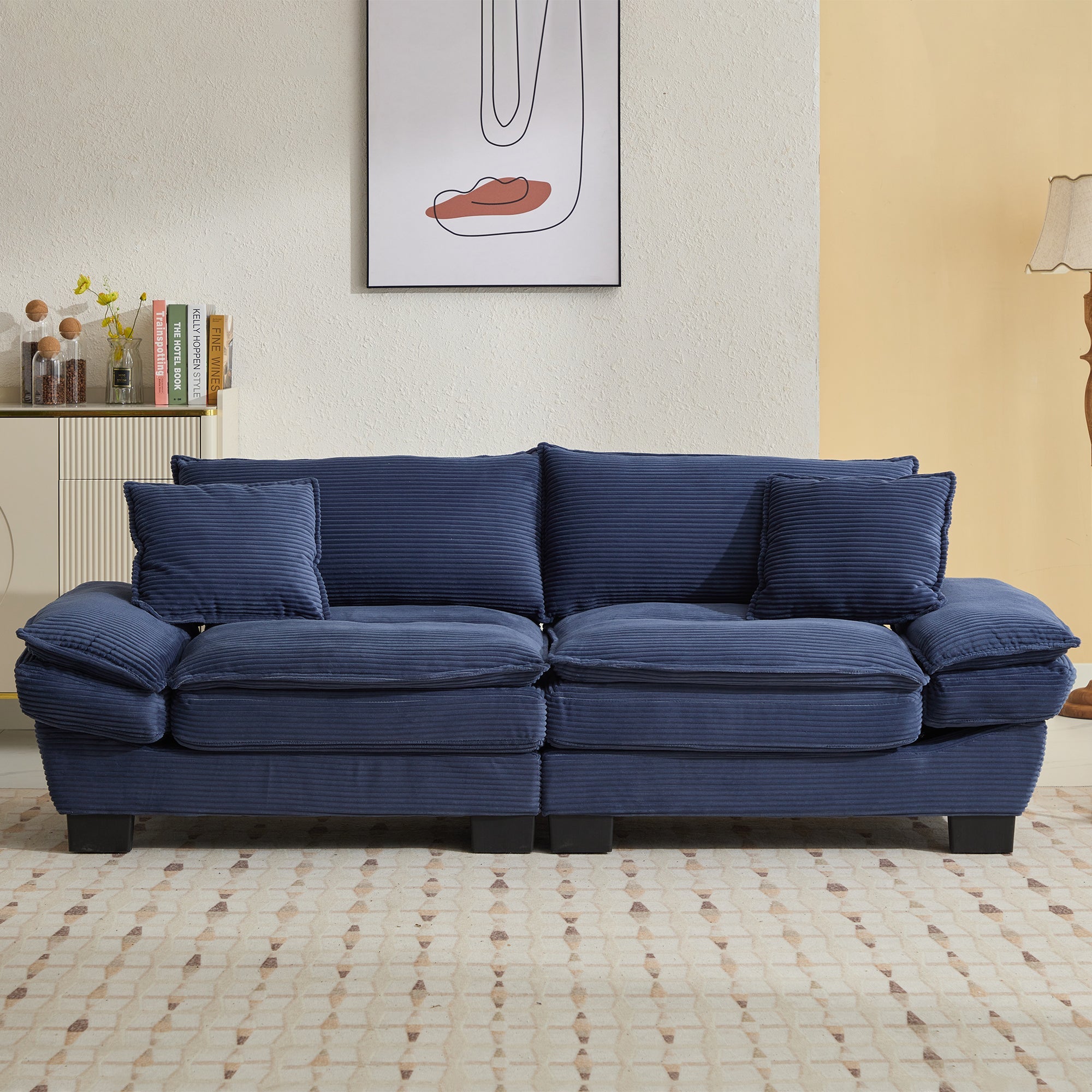 Corduroy Sofa Couch Loveseat Sofa with Pillows