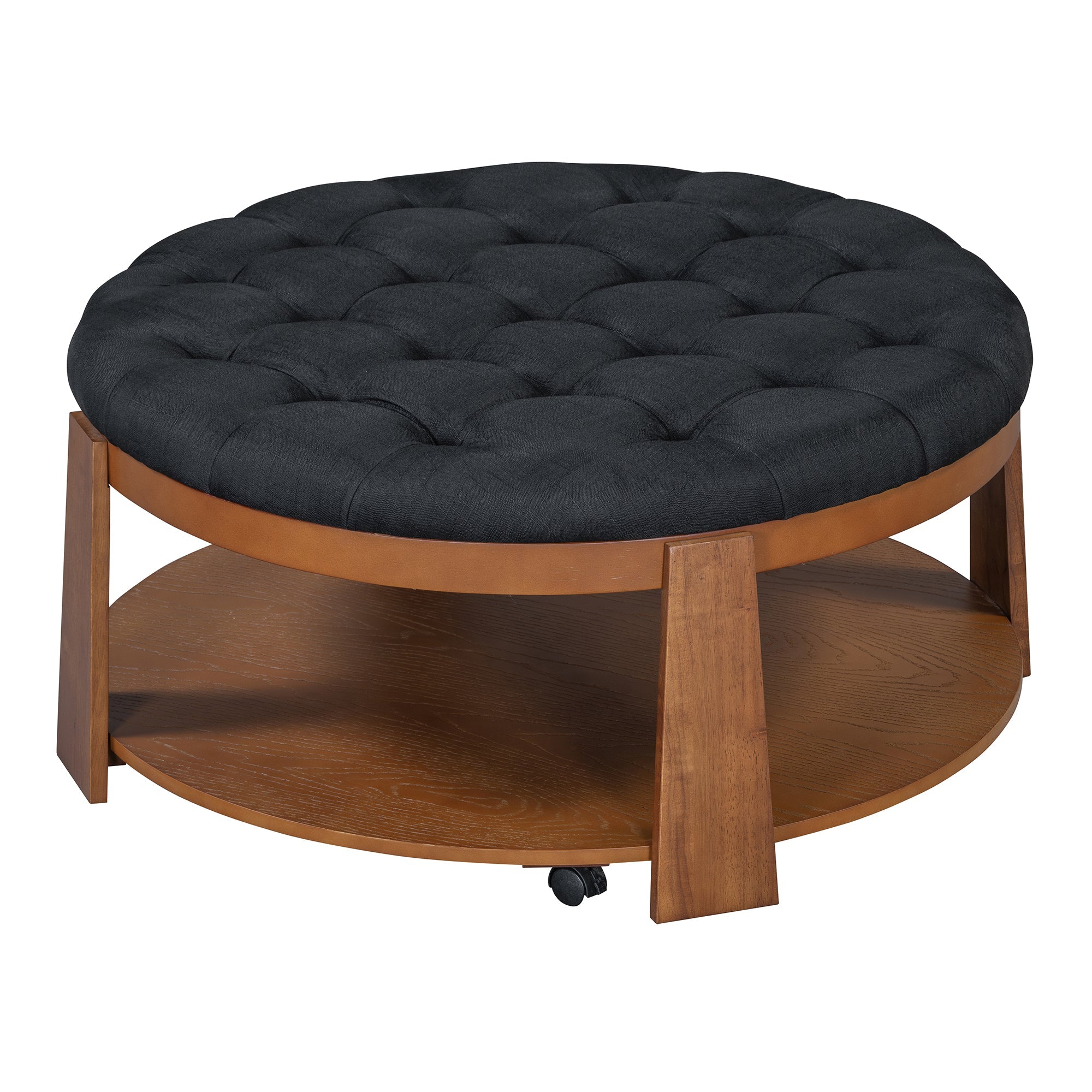 Modern Large Round Ottoman and Coffee Table 2-Tier
