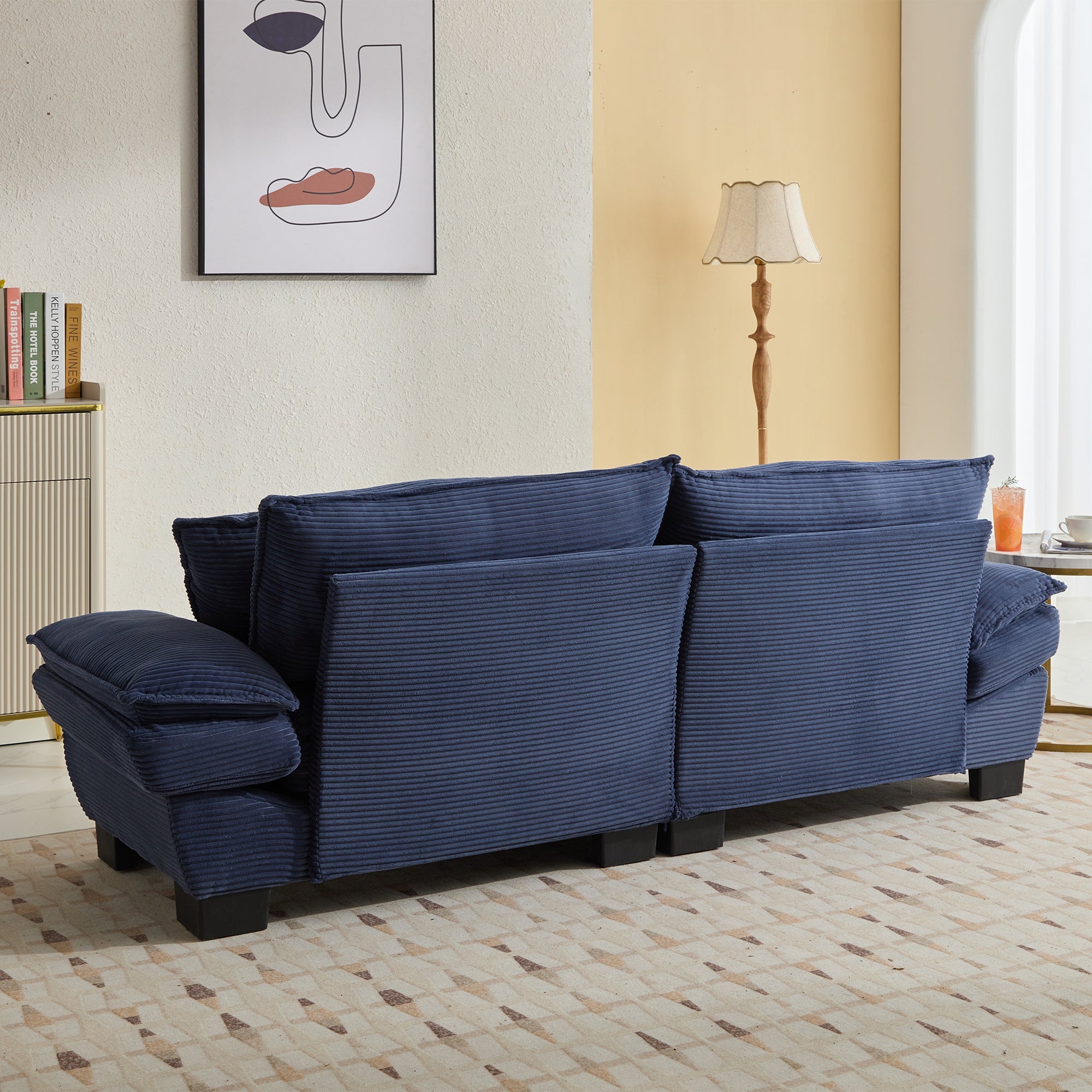Corduroy Sofa Couch Loveseat Sofa with Pillows