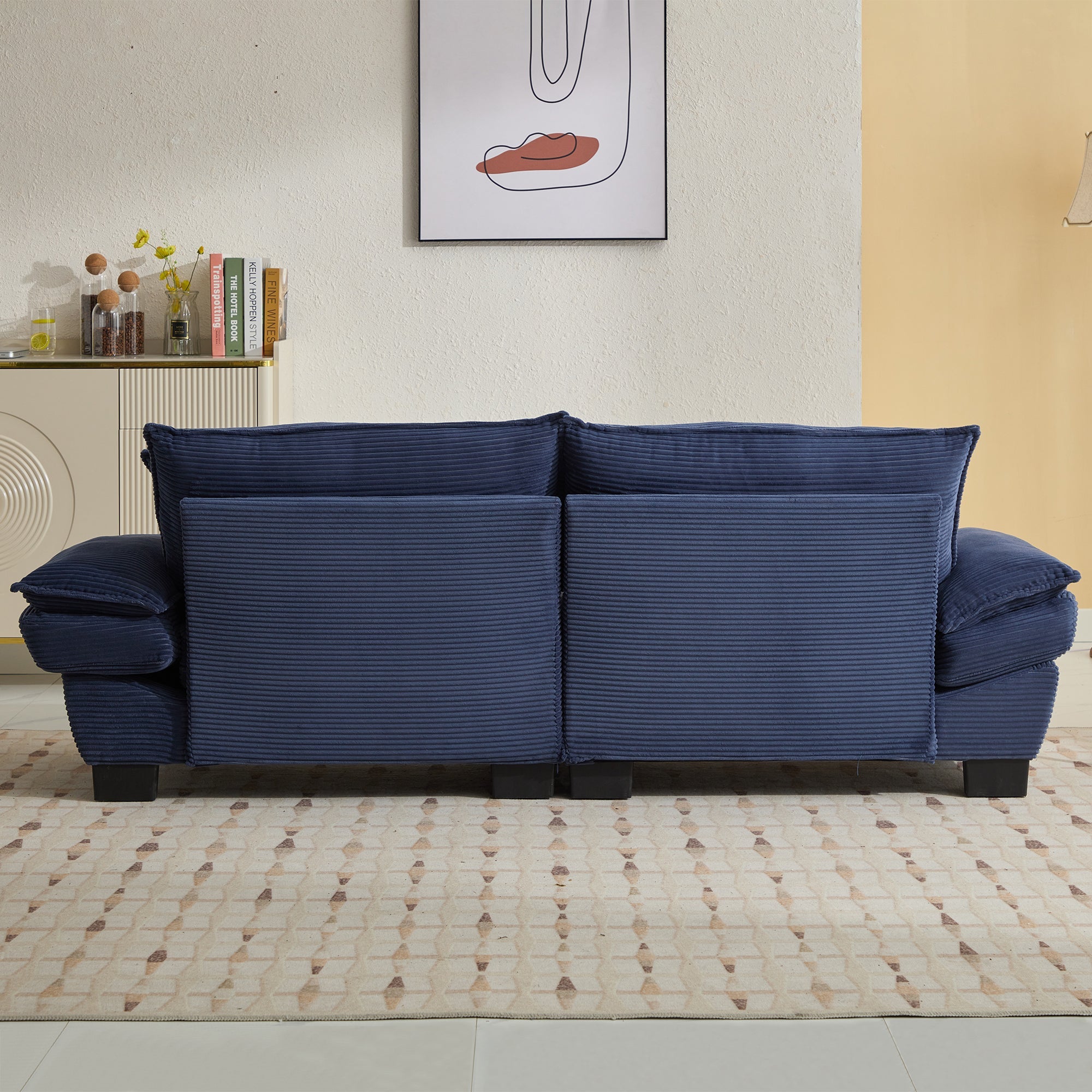 Corduroy Sofa Couch Loveseat Sofa with Pillows