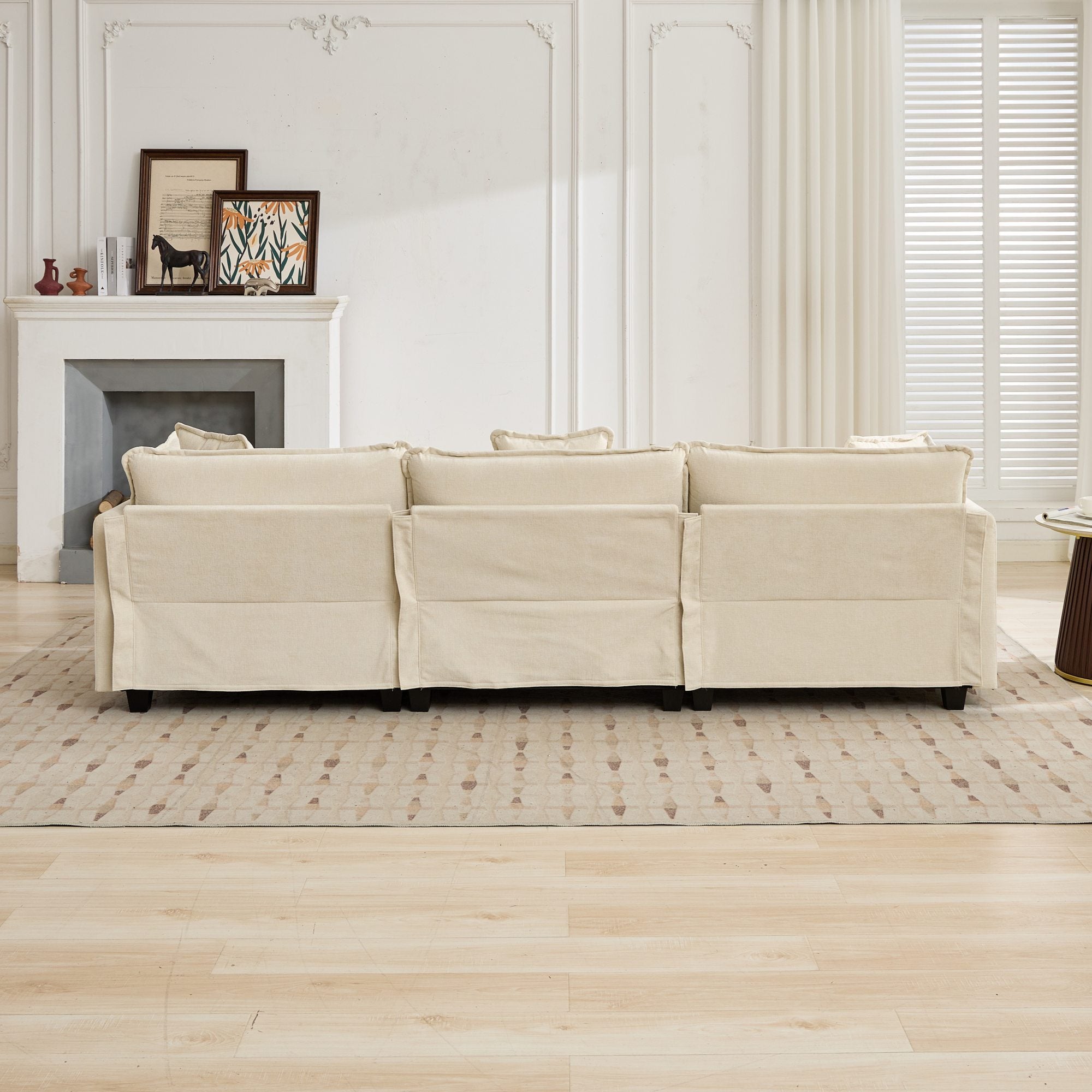 Cloud3 Seats Sofa (Ottoman is not included)Chenille Fabric in Beige