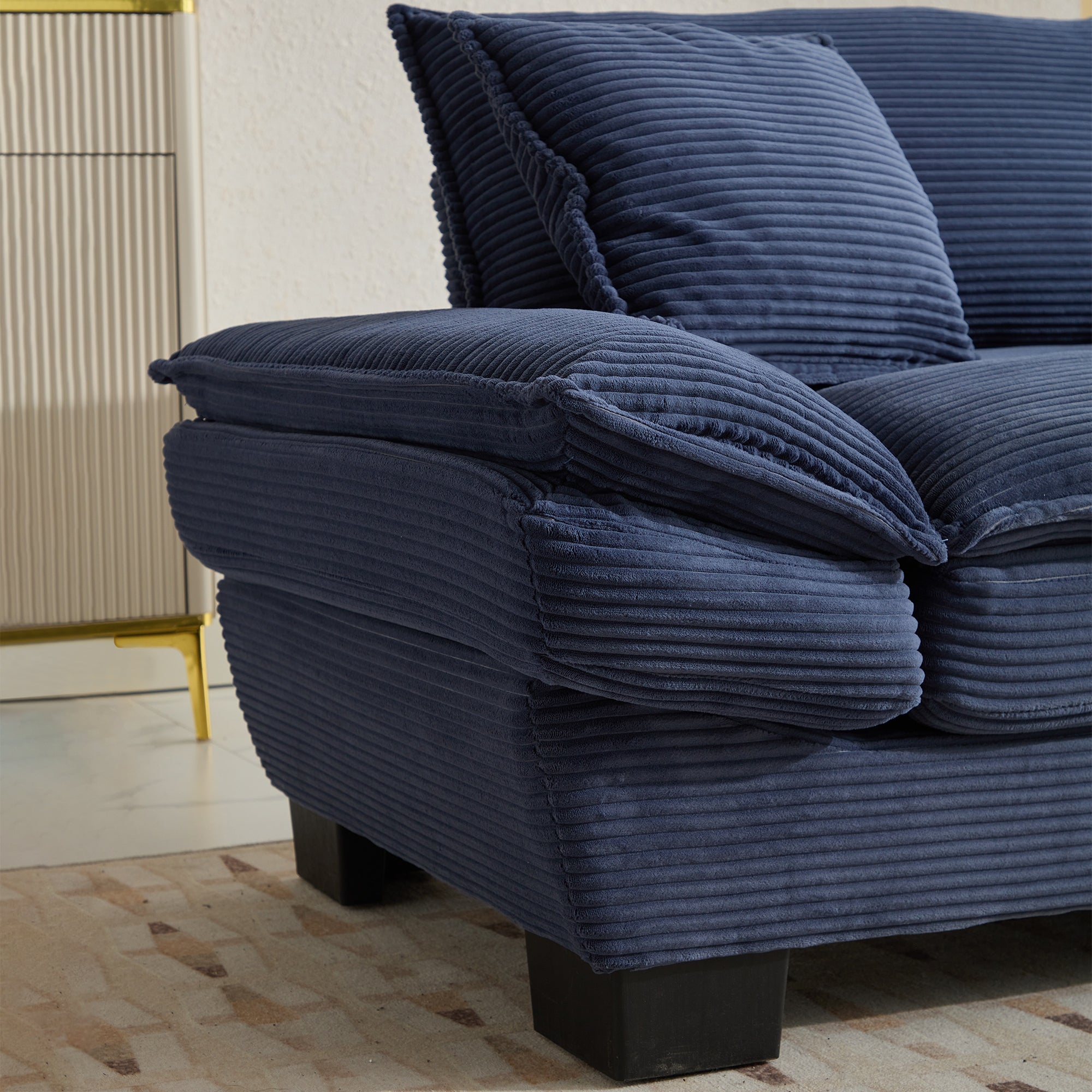 Corduroy Sofa Couch Loveseat Sofa with Pillows