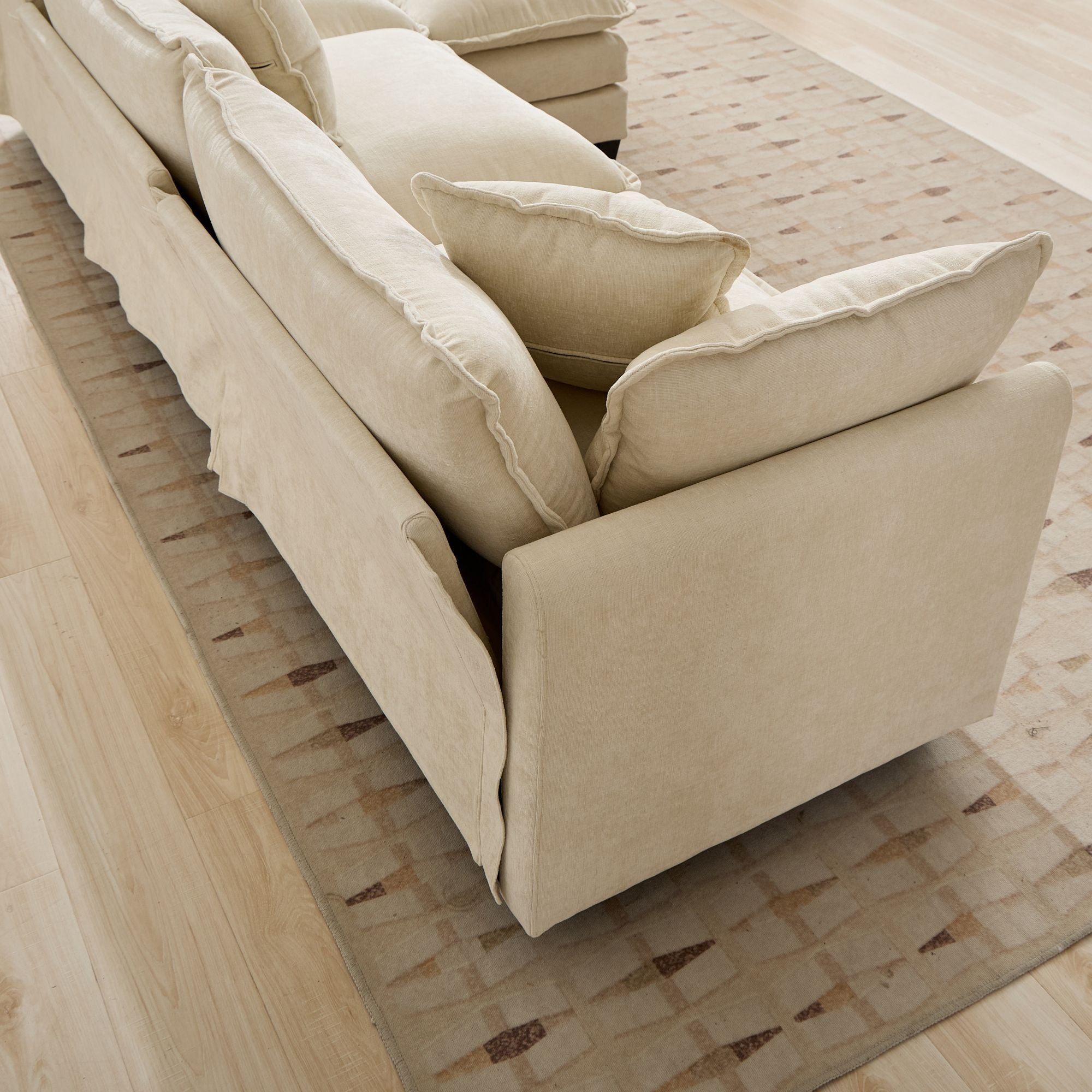 Cloud3 Seats Sofa (Ottoman is not included)Chenille Fabric in Beige