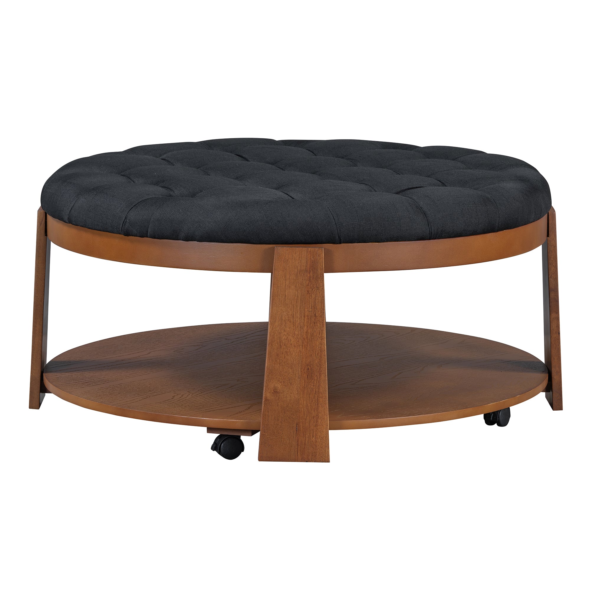 Modern Large Round Ottoman and Coffee Table 2-Tier