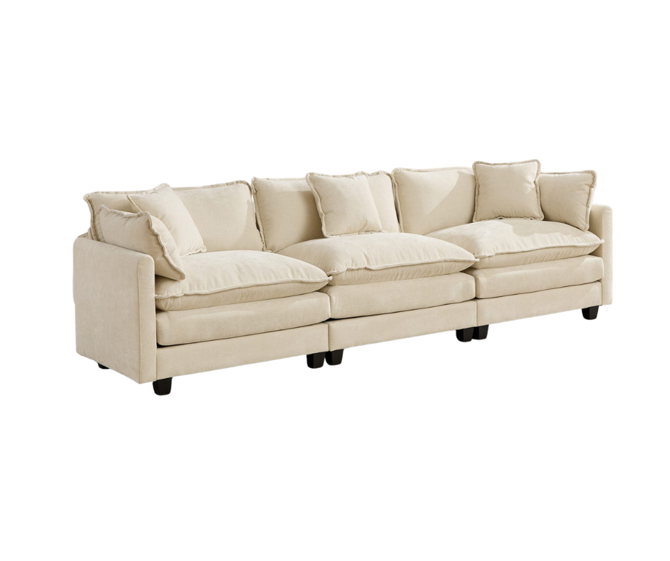 Cloud3 Seats Sofa (Ottoman is not included)Chenille Fabric in Beige