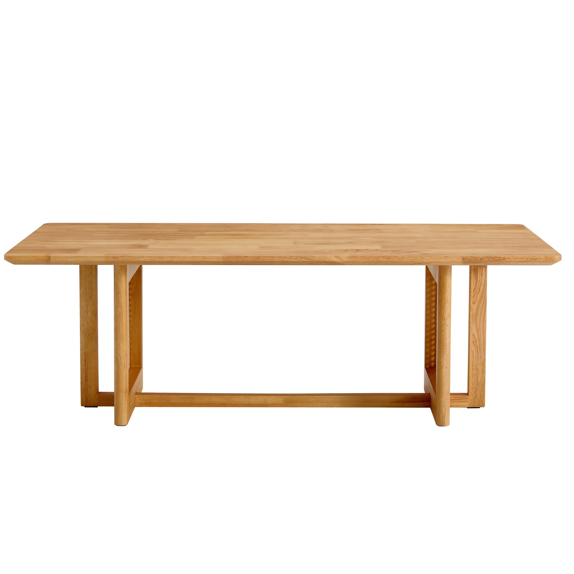 Natural Rubber Wood and Solid Wood Minimalist Coffee Table