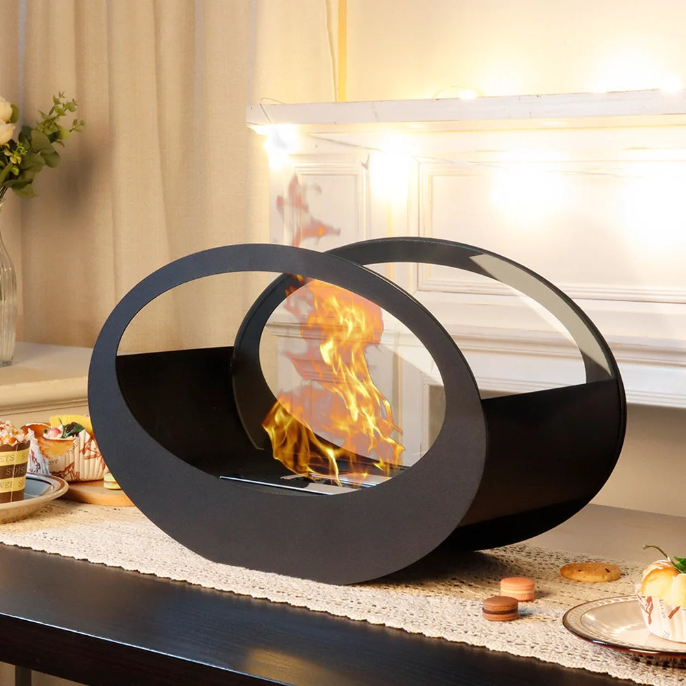 16x9.5"Black Metal Tabletop Fireplace(Currently available in Europe)