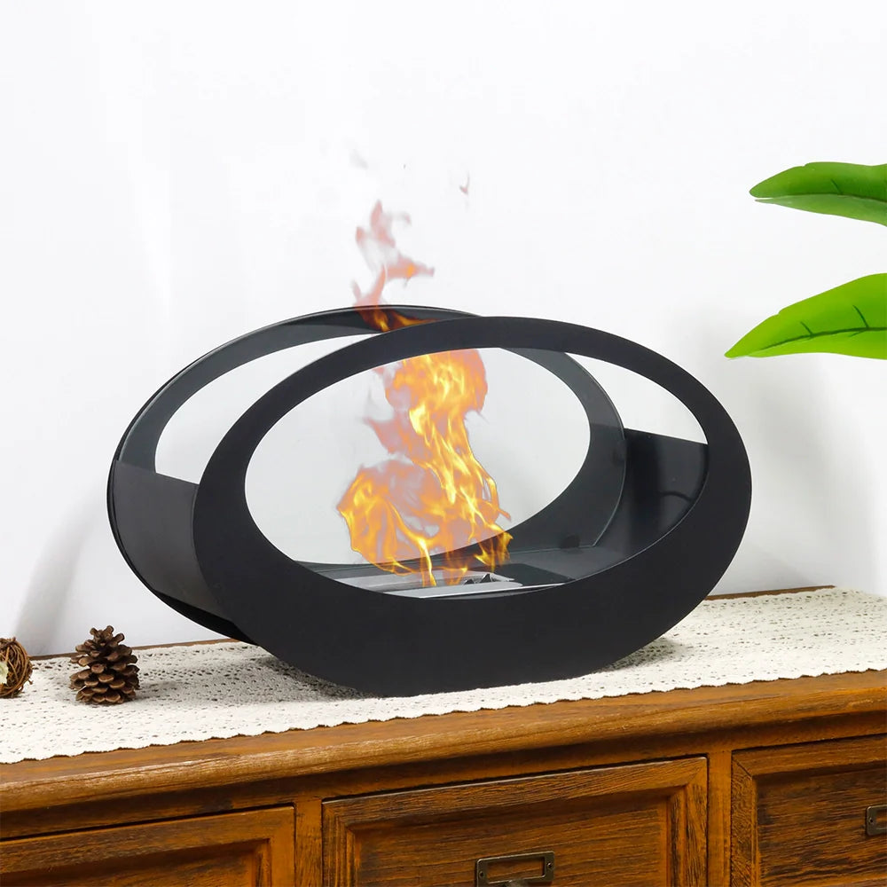 16x9.5"Black Metal Tabletop Fireplace(Currently available in Europe)
