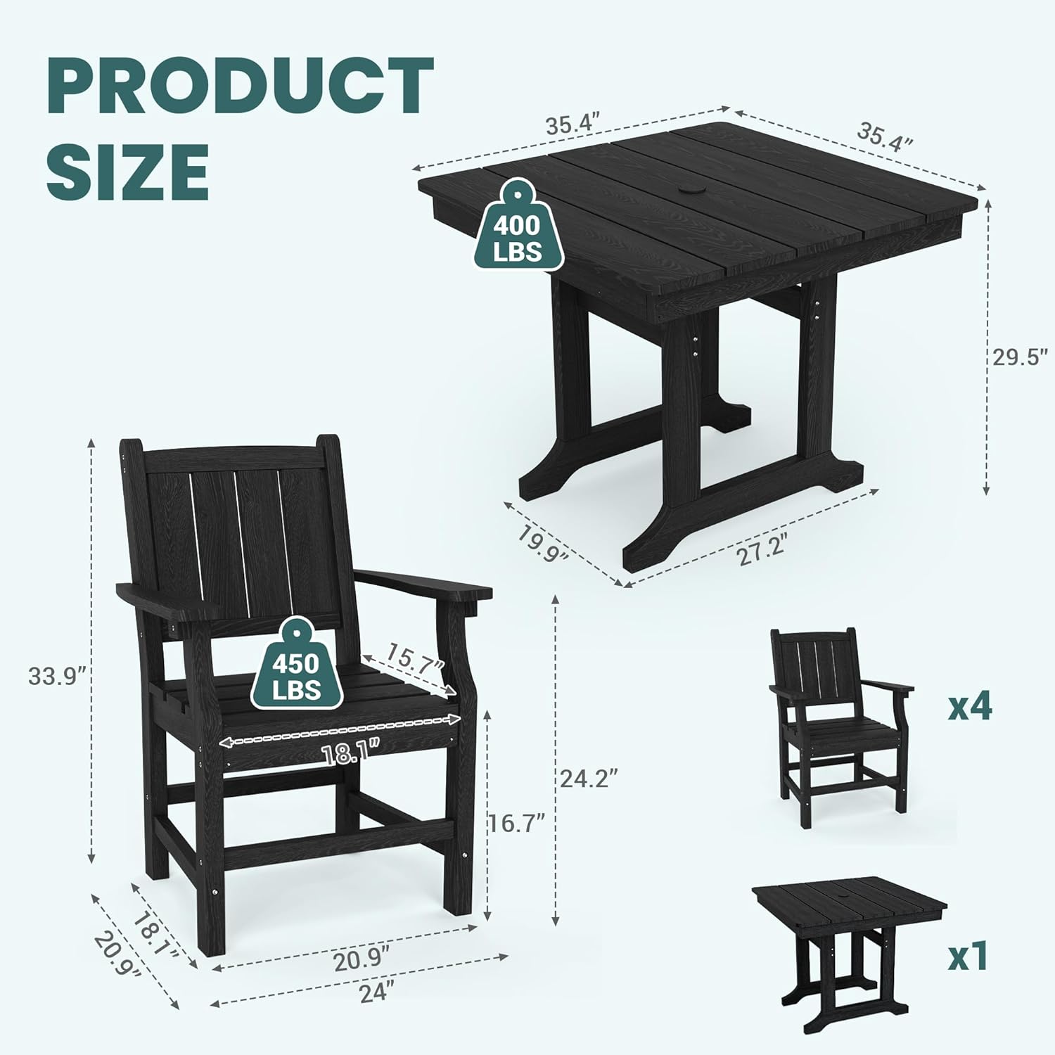 Corex HDPE Outdoor Dining Set, 6-Piece
