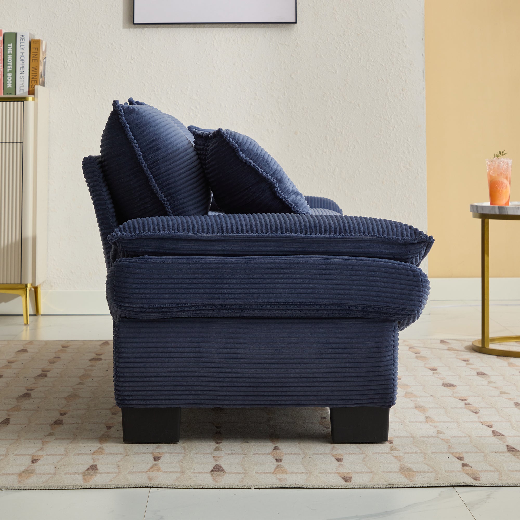 Corduroy Sofa Couch Loveseat Sofa with Pillows