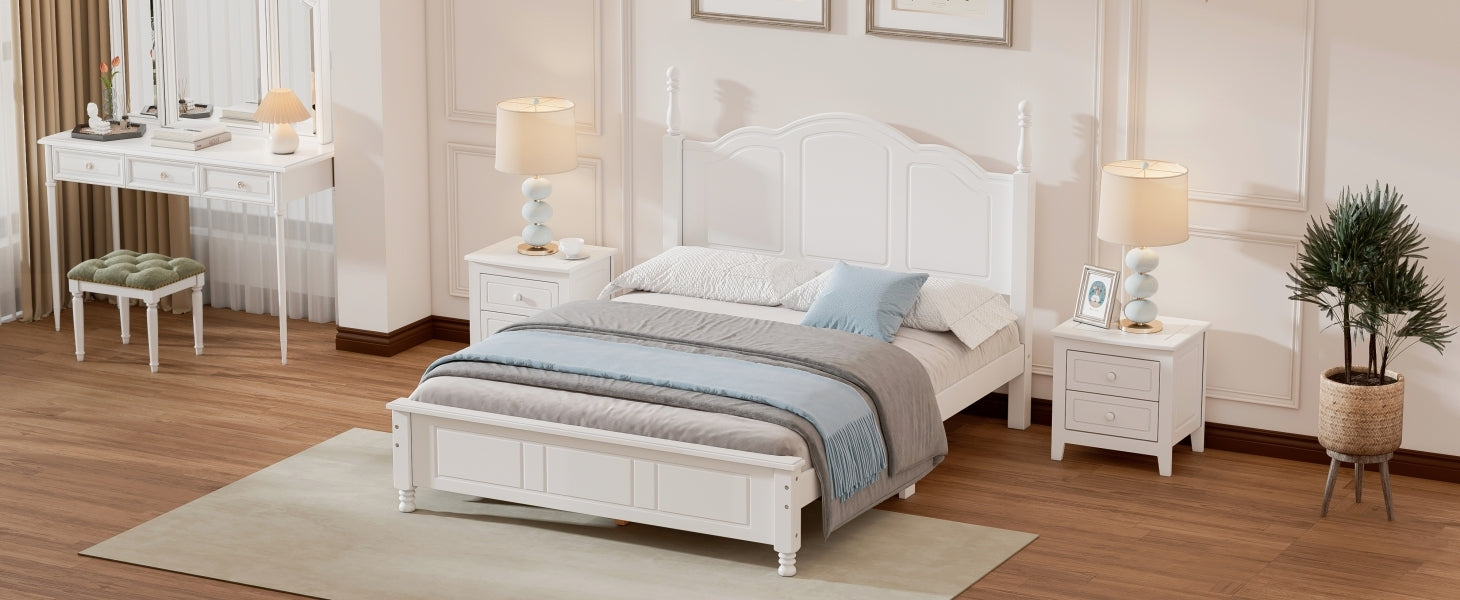 Full Size Wood Platform Bed Frame,Retro Style Platform