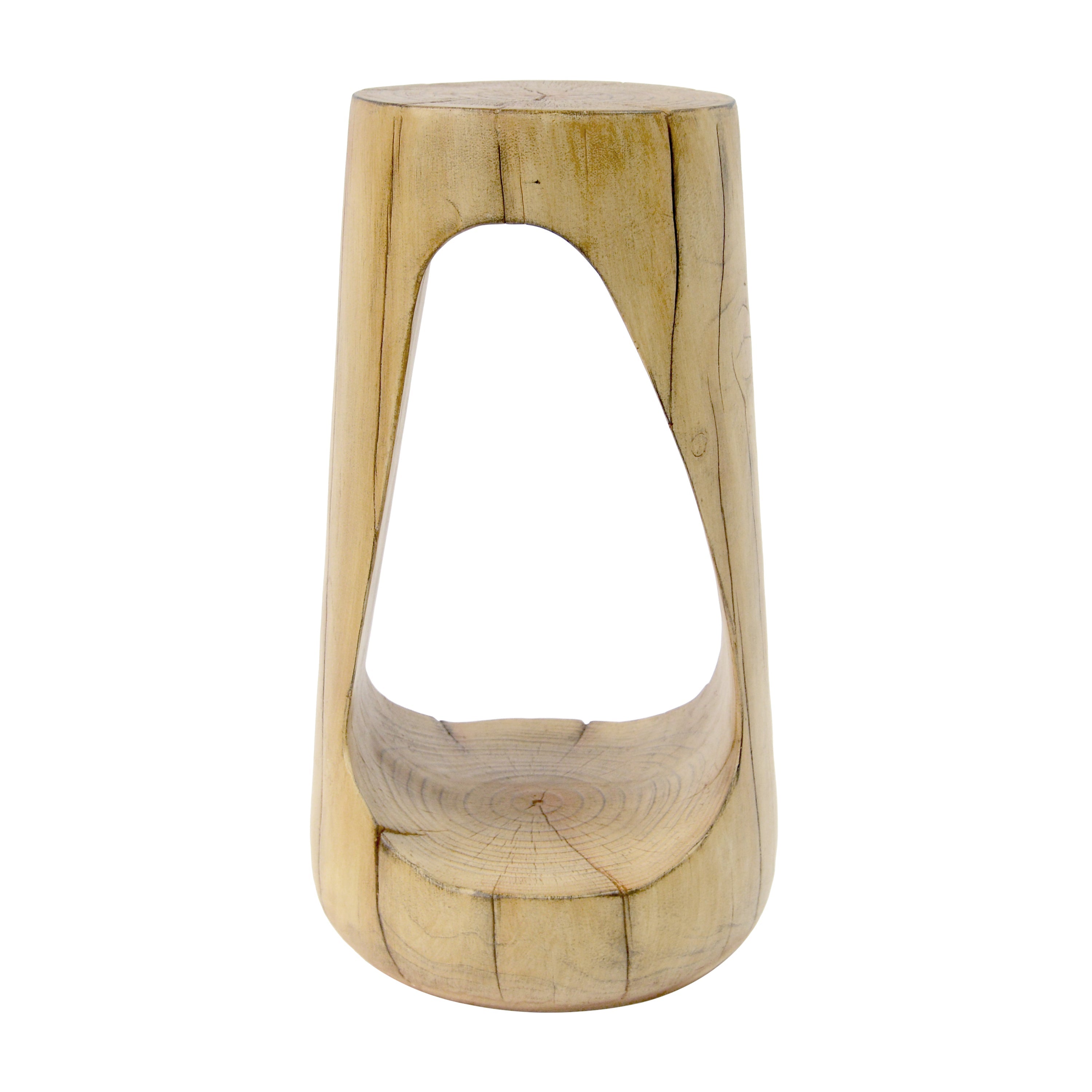 Hollow Design End Table with Wood Like Texture, and Natural Color