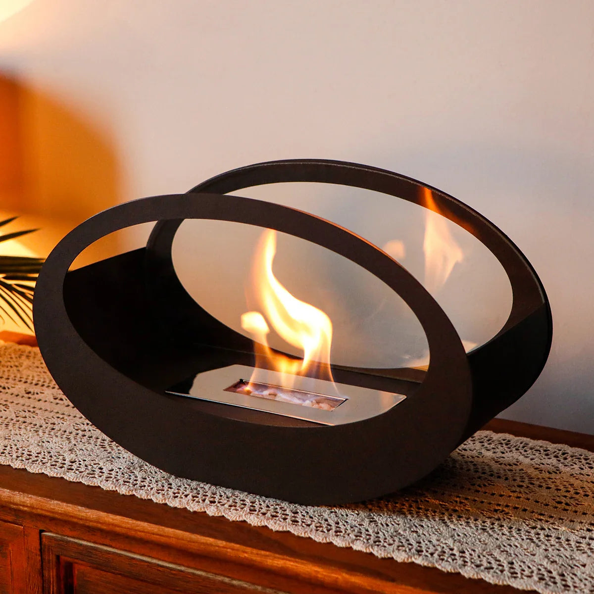 16x9.5"Black Metal Tabletop Fireplace(Currently available in Europe)