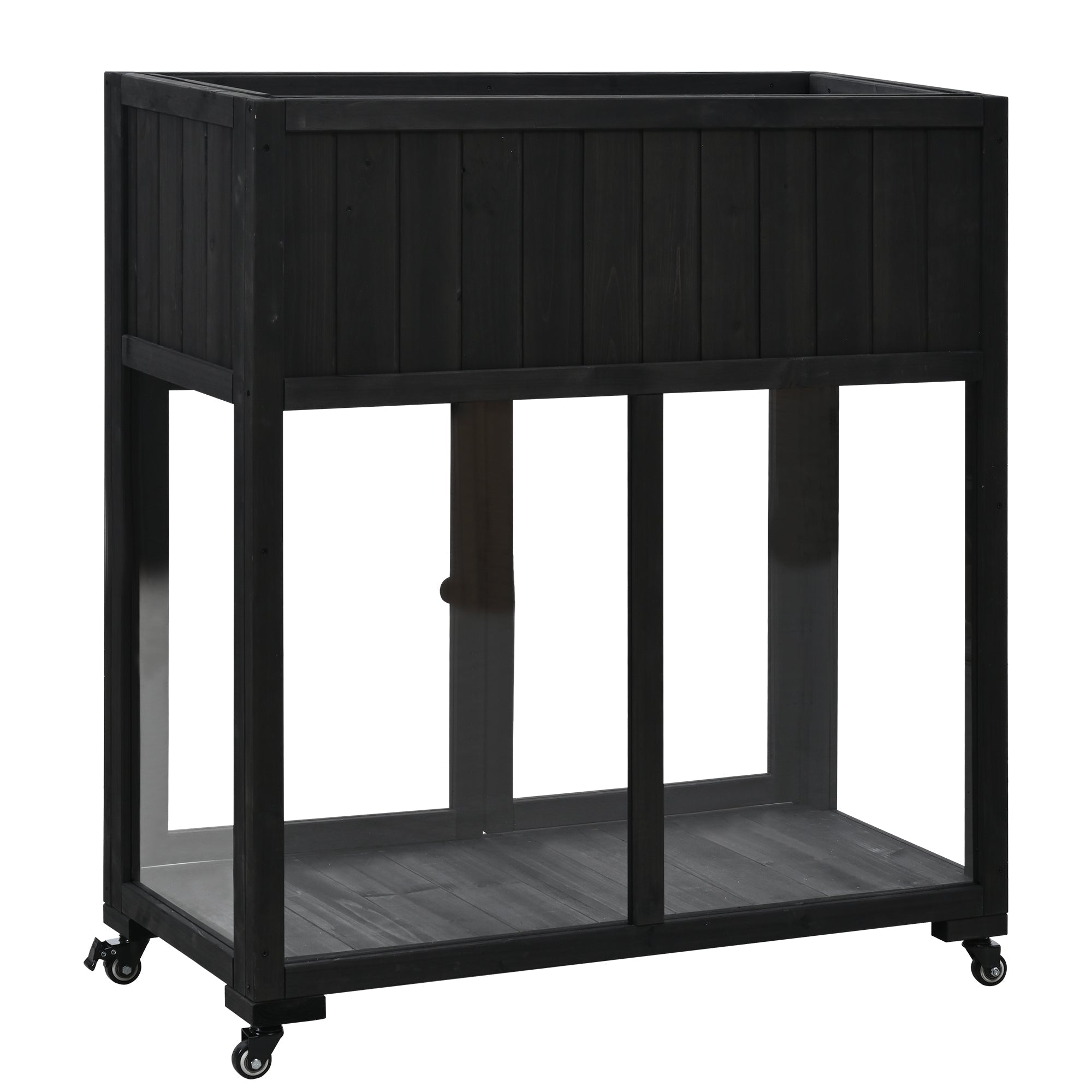 TOPMAX Patio Mini Wood Cold Frame Greenhouse with Wheels