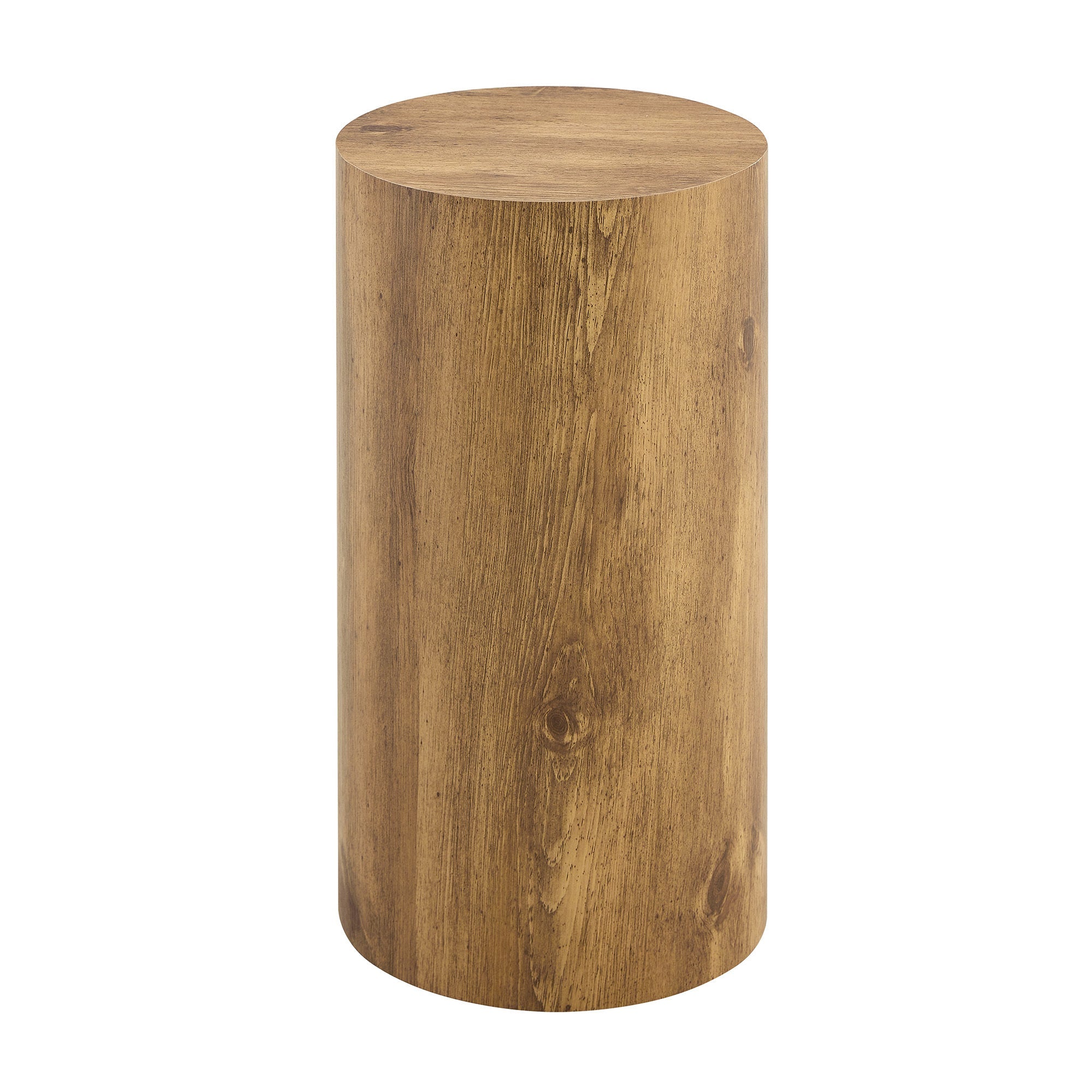 Modern Minimalist Set of Two Wood color Cylinder Coffee Tables