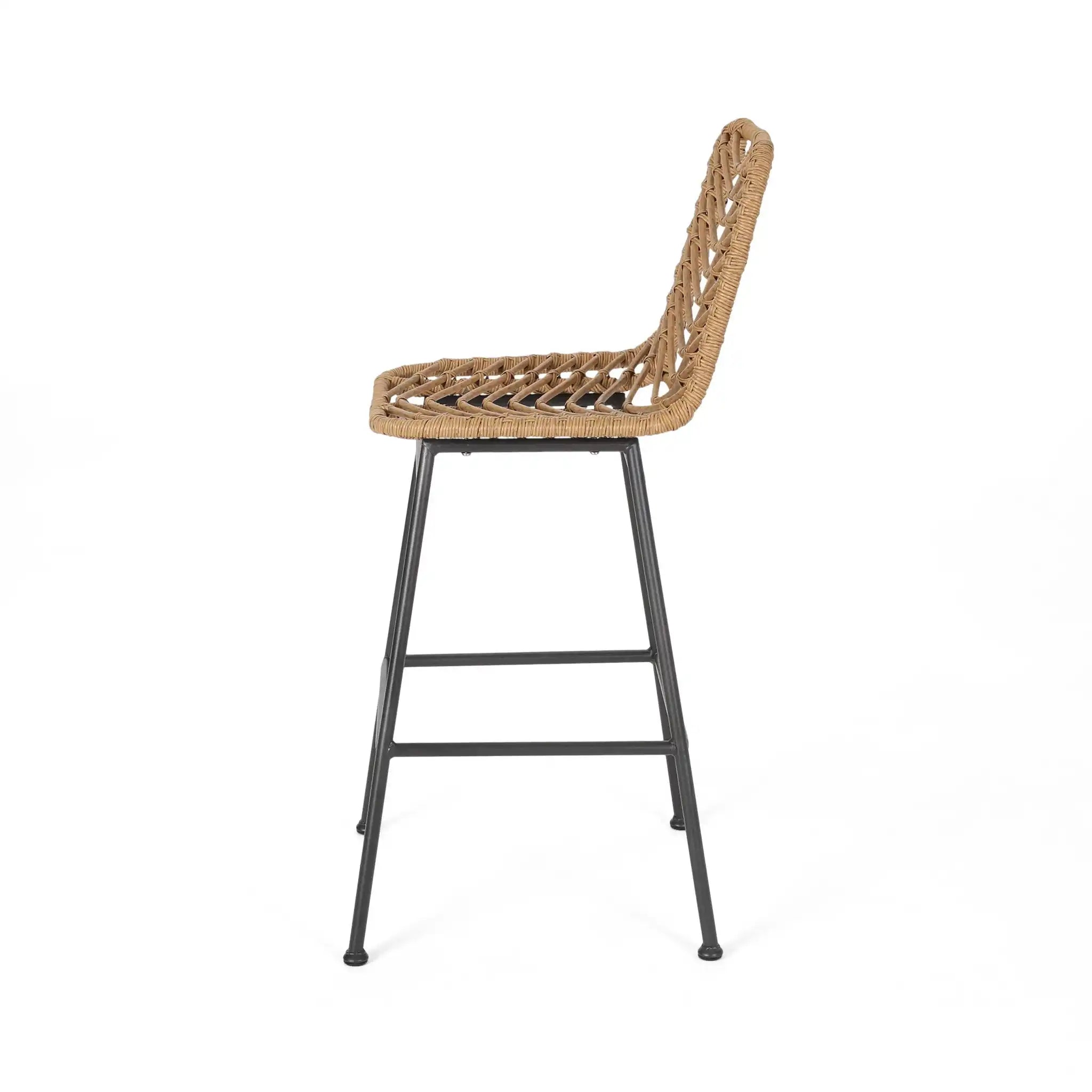 Sawtelle Outdoor Wicker Barstools (Set of 2)