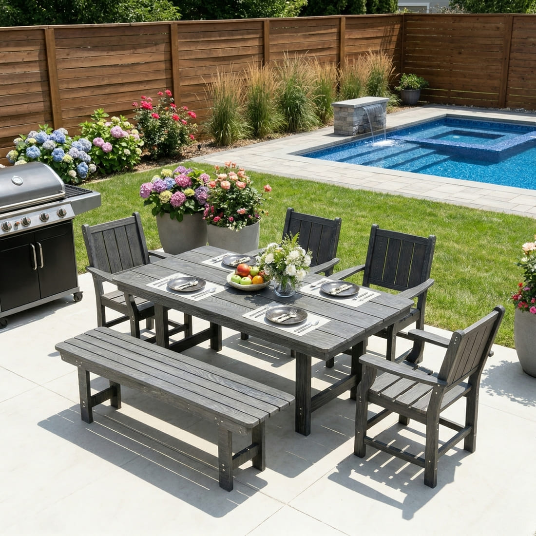 Corex HDPE Outdoor Dining Set, 6-Piece