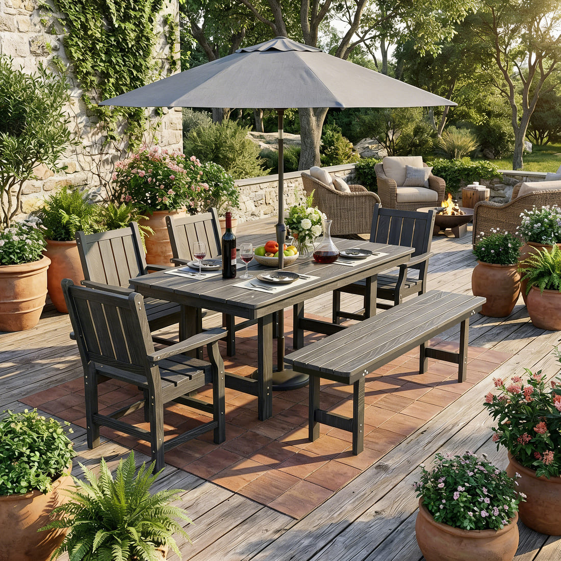 Corex HDPE Outdoor Dining Set, 6-Piece
