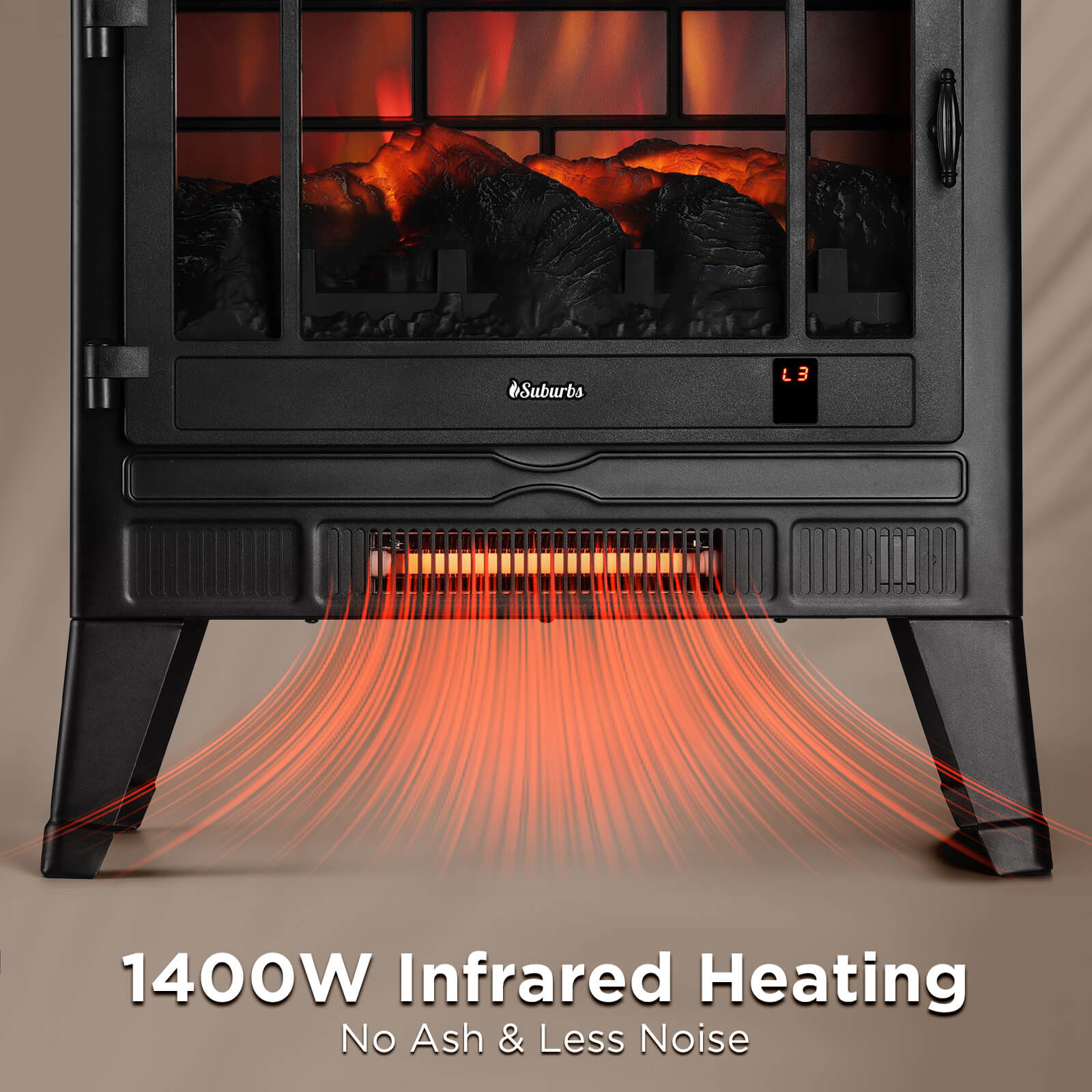 Suburbs TS25 Smart Electric Fireplace Stove Heater, WiFi Enabled
