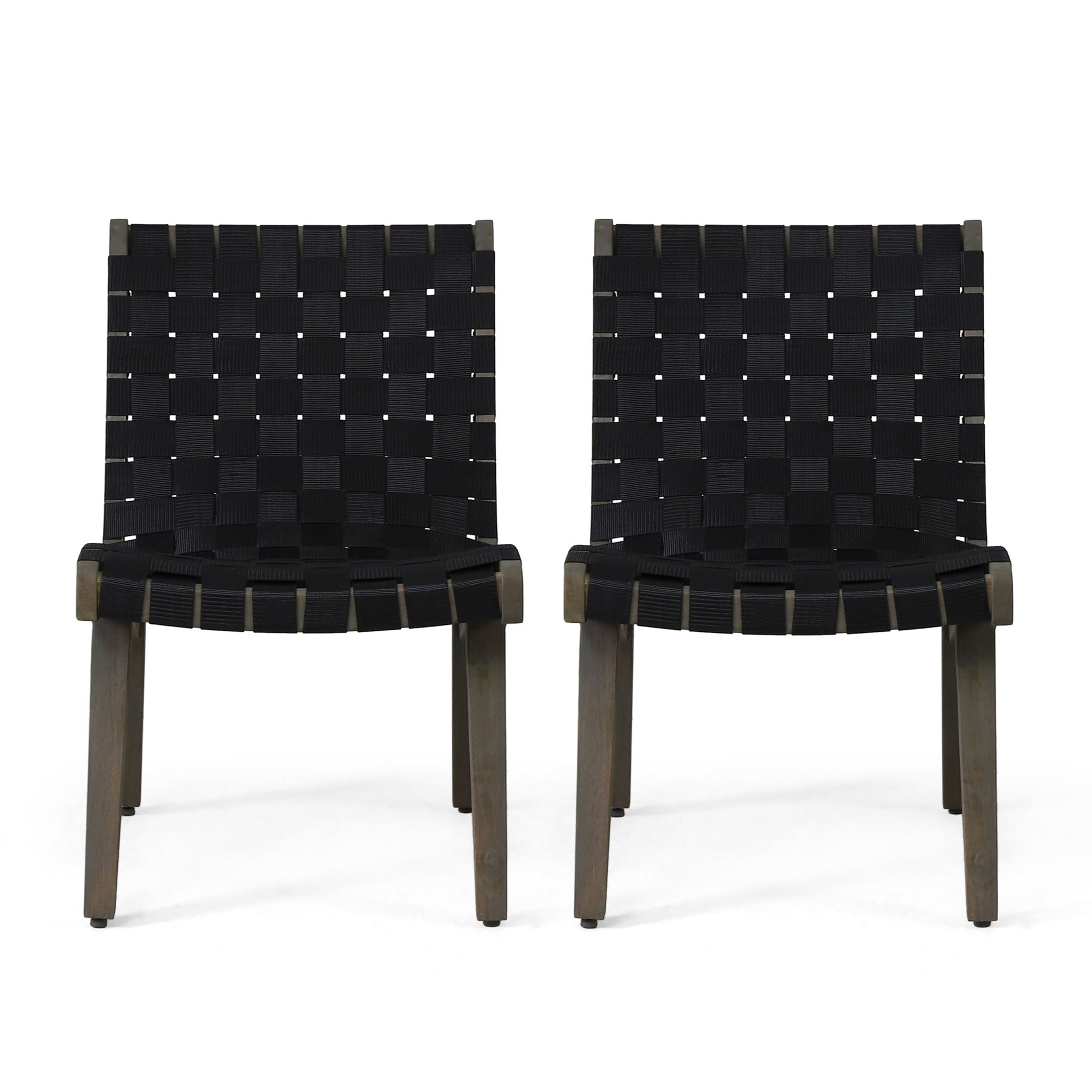 Lounge Chair with Stunning Rope Weave Design, Set of 2 - Black