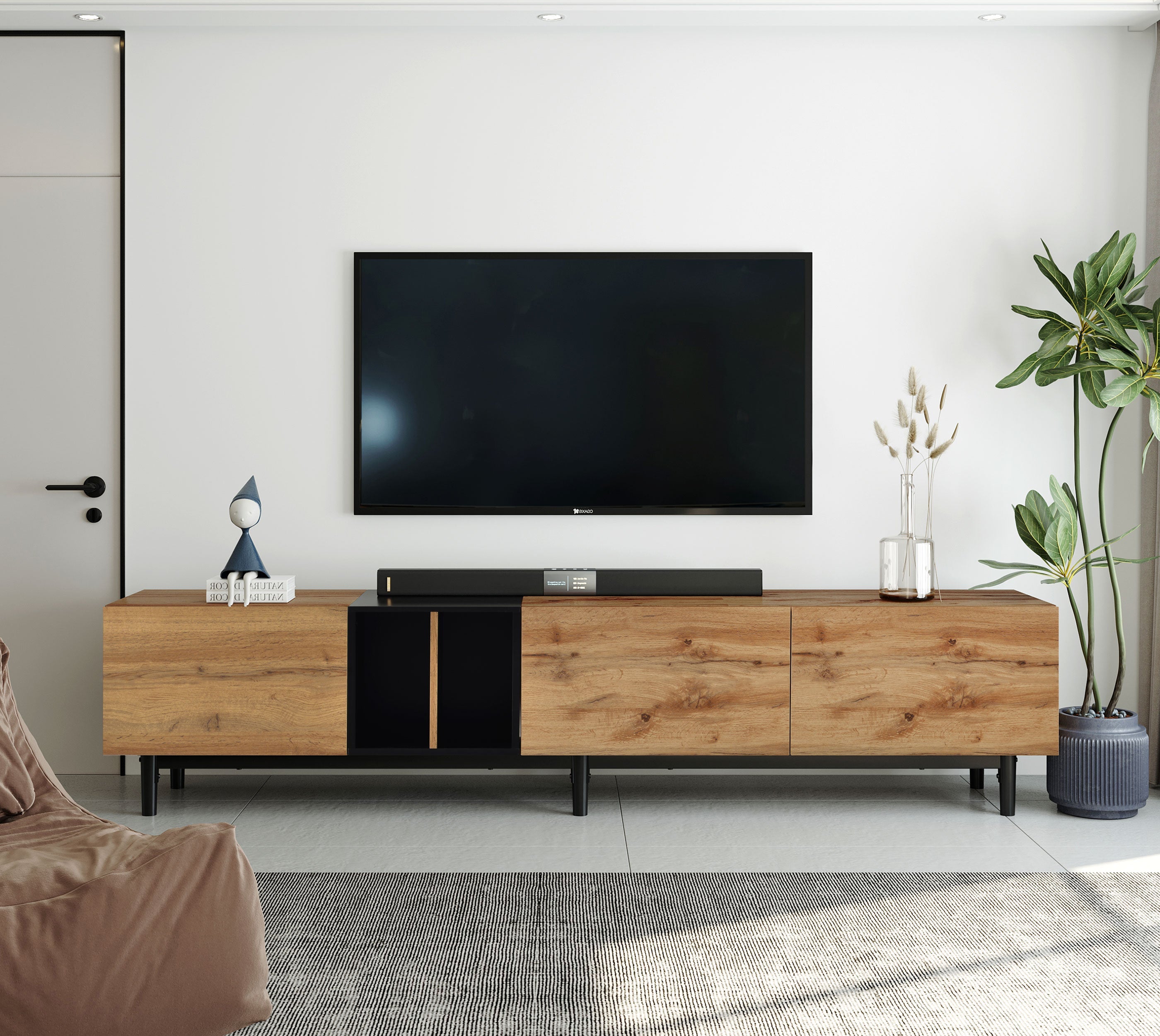 Modern Natural Wood color TV Stand